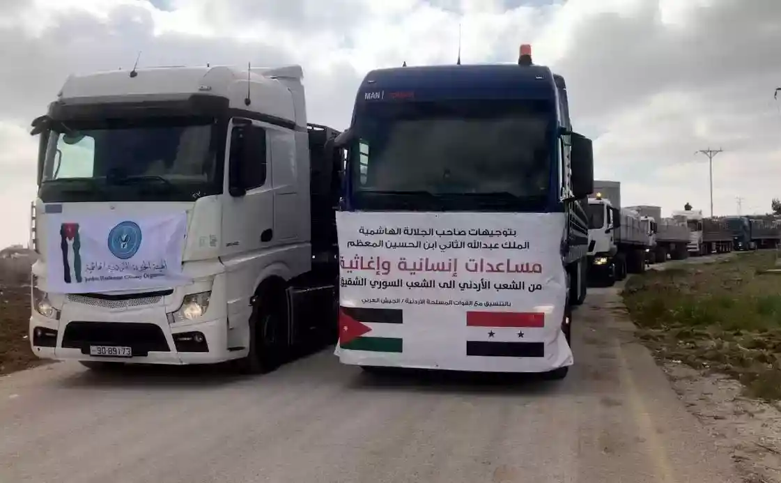 14 شاحنة مساعدات أردنية جديدة إلى سوريا