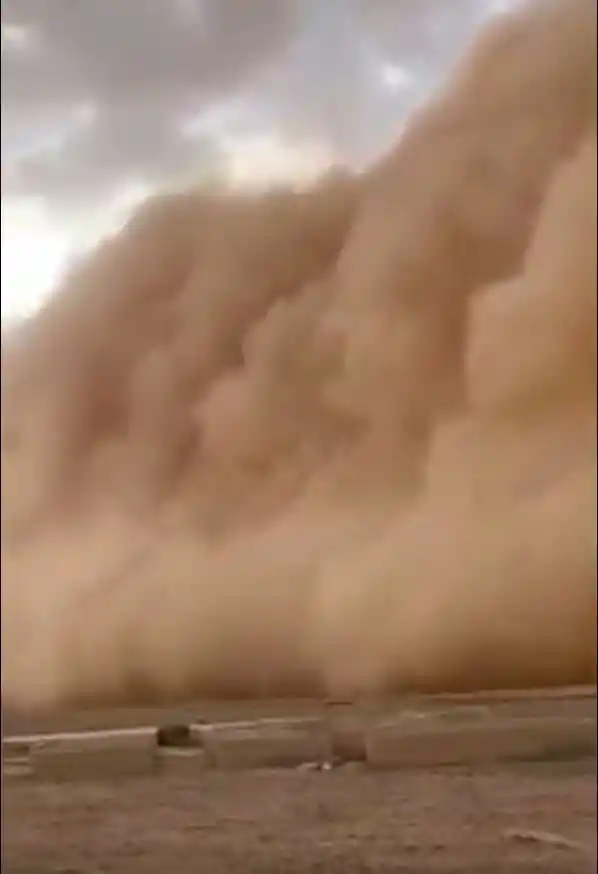 شاهد.. فيديو مروع لعاصفة في الرويشد الثلاثاء