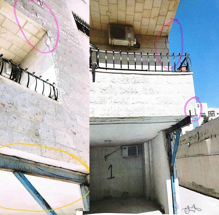 مخاوف من انهيار مبنى سكني حديث في إربد (صور)