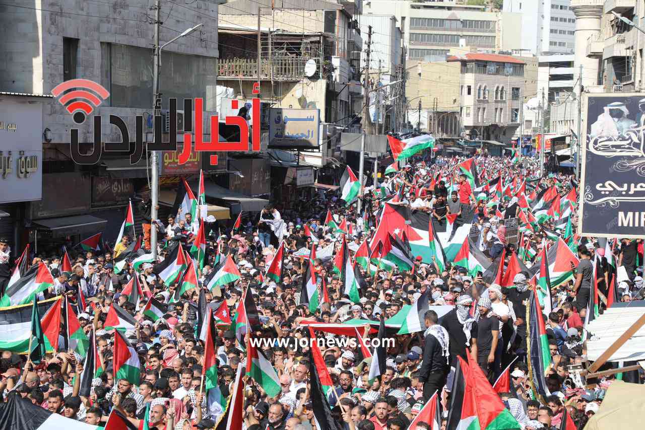 إنطلاق مسيرة حاشدة وسط البلد بعمّان دعما لفلسطين