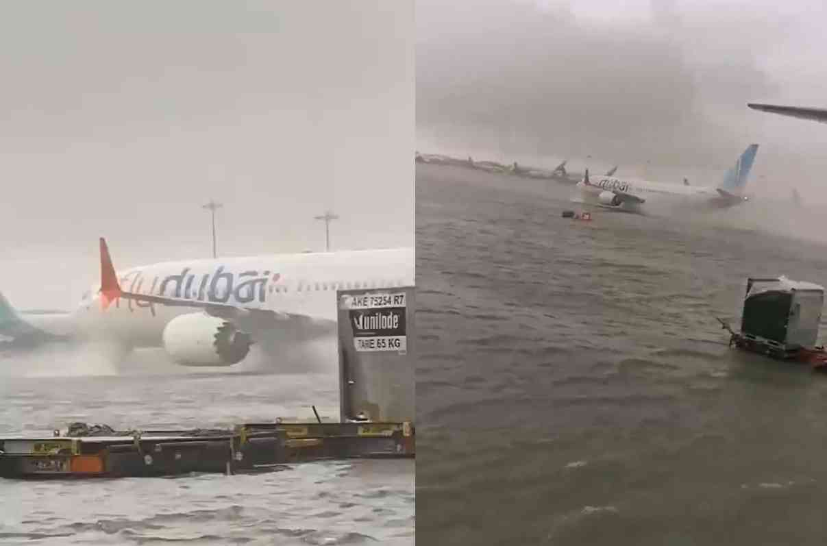 تعليق الطيران في مطار دبي بسبب عاصفة مطرية (فيديو)